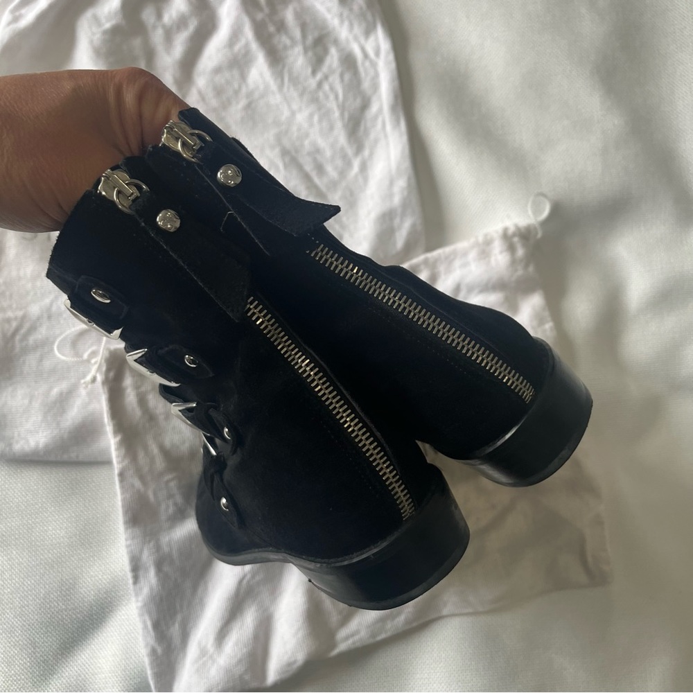 Stuart Weitzman Jitterbug Suede Moto Boot Black 7… - image 7